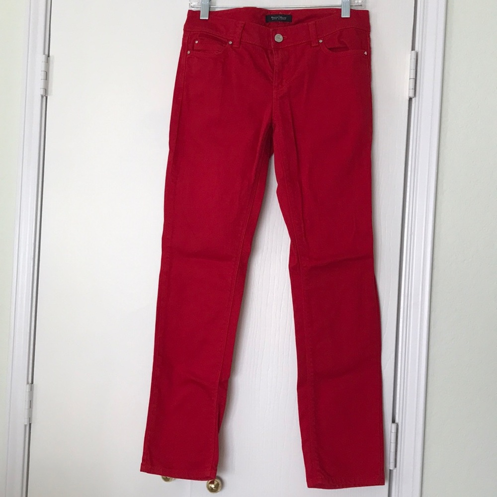 White House Black Market red slim ankle jeans Sz 2